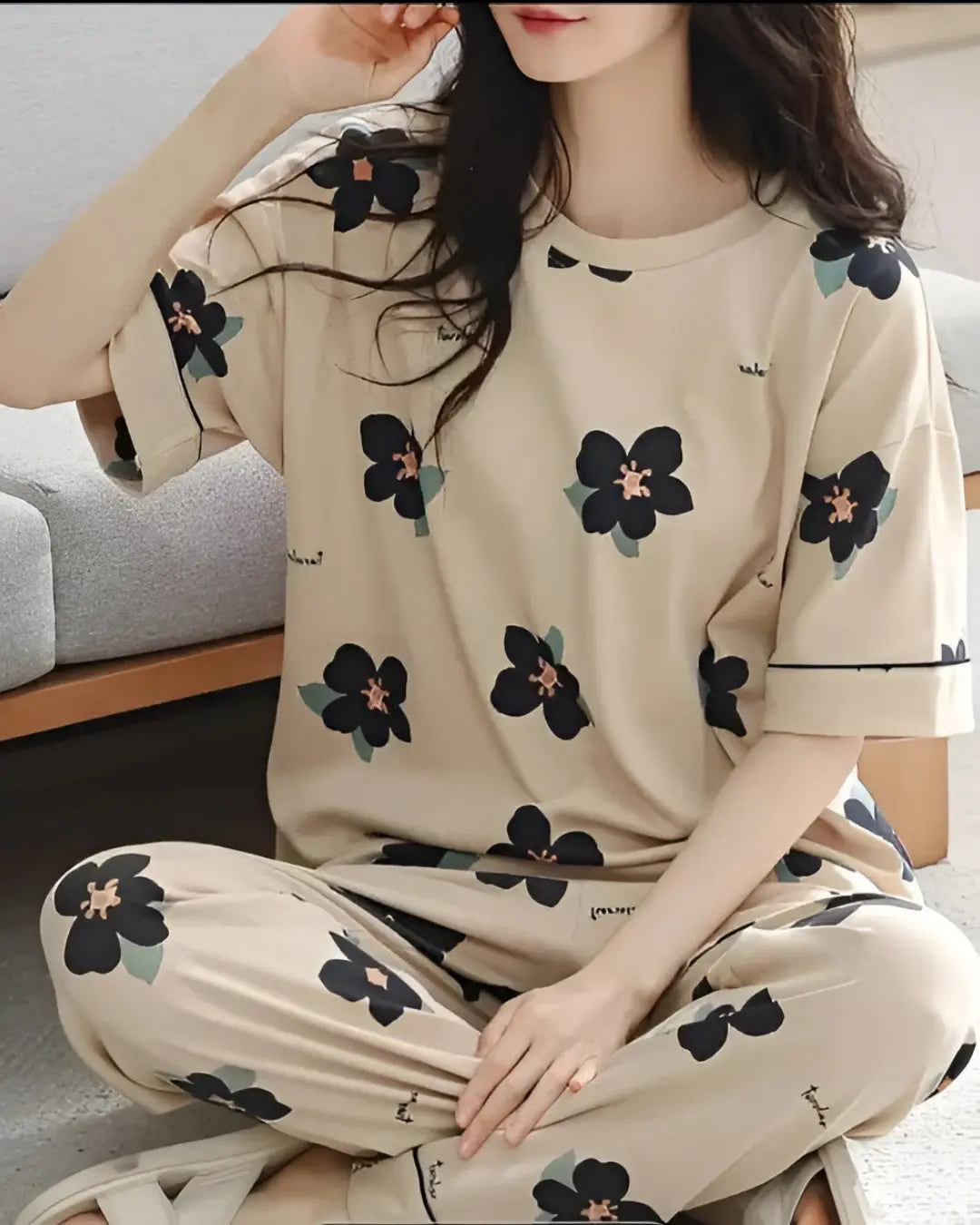 Soft cotton floral bloom pajama set for comfortable sleepwear