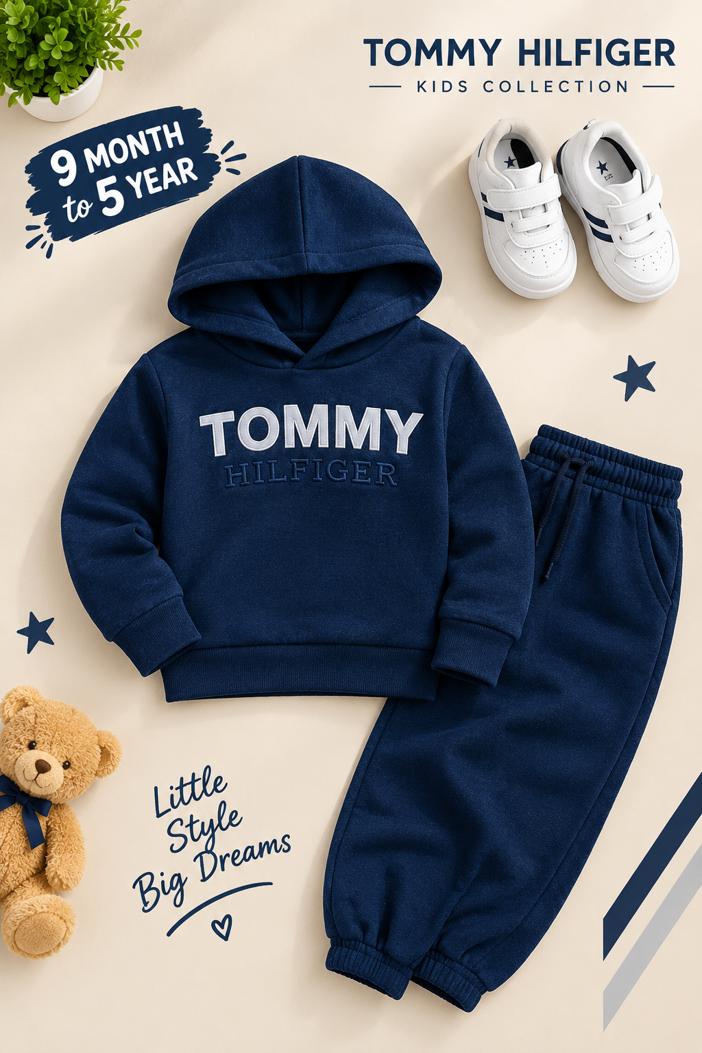 Kids Tommy Hoodie – Winter Navy Blue Hoodie