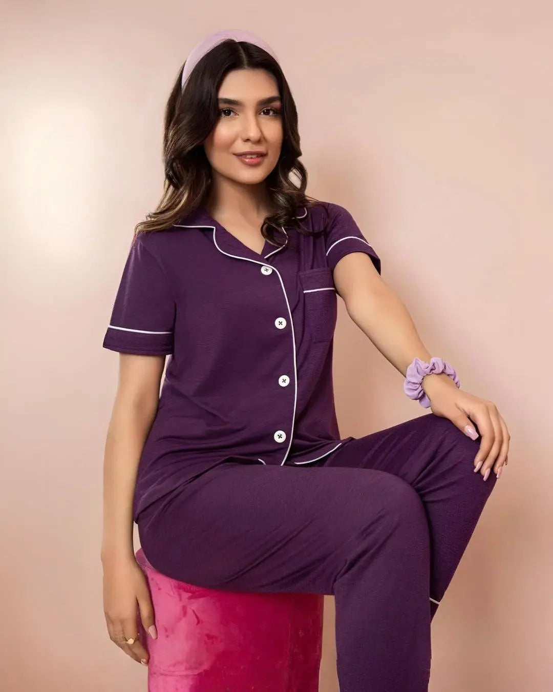 Purple Gown Night Suit