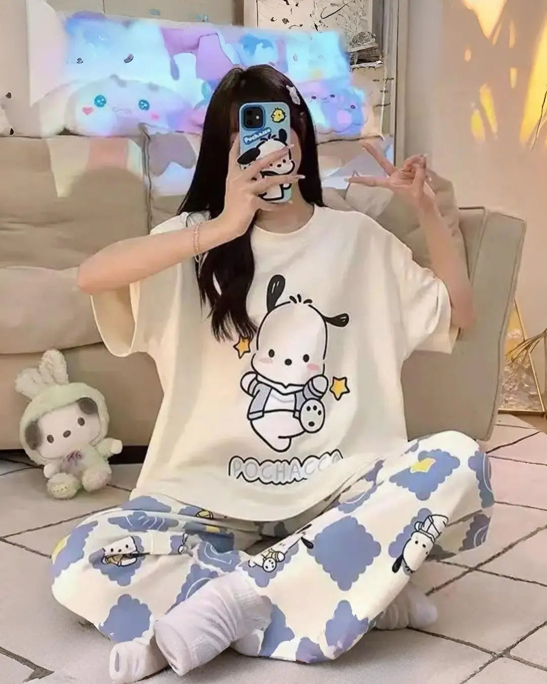 Cute Character Print Night Suit for Women Soft Comfortable Pajama Set Pakistan