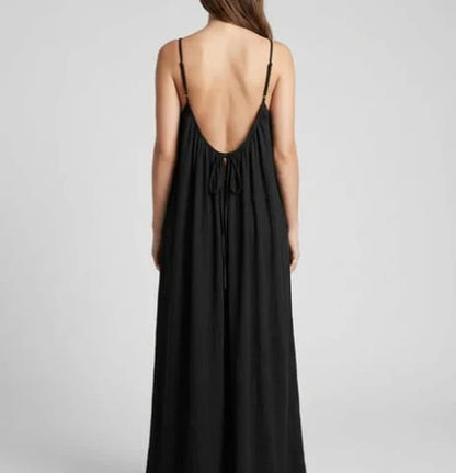 Elegant Black Maternity Maxi Nightdress