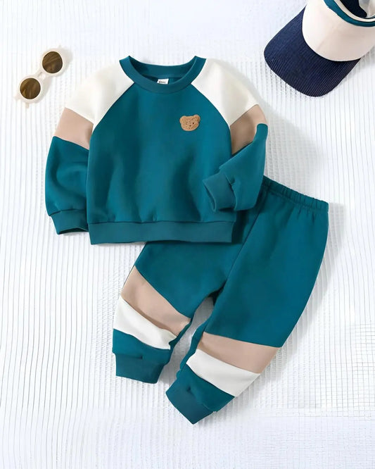 Green Teddy Print Kids' Winter Suit