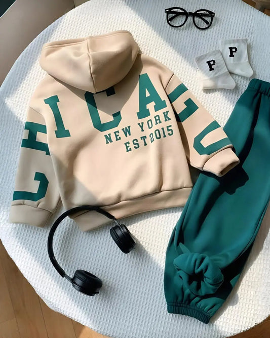 Kids Winter Fleece Suit—New York Print