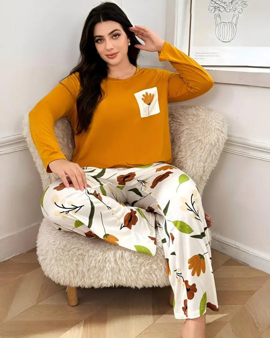 Night Suit with Beige Love Print