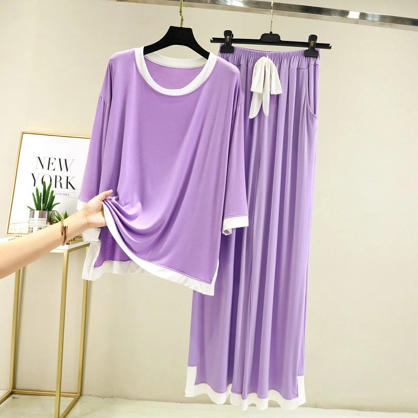 Premium Lavender Plazo Style Night Suit