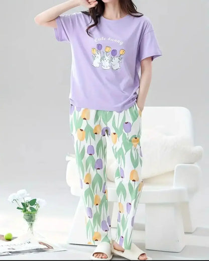 Rabbit & Floral Night Suit