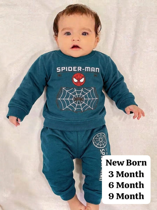 Baby Boys Spider-Man Printed Tracksuit (Teal)