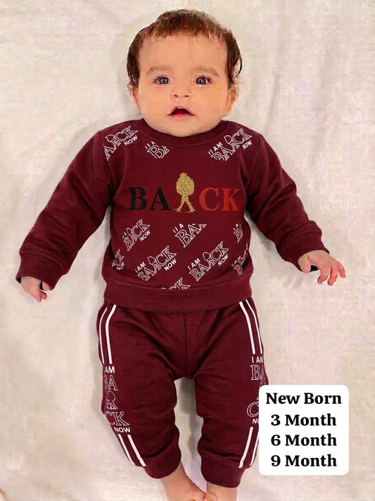 Baby Boys I Am Back Printed Tracksuit (Maroon)