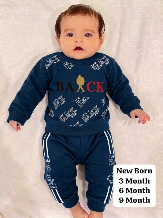 Baby Boys I Am Back Printed Tracksuit (Navy Blue)