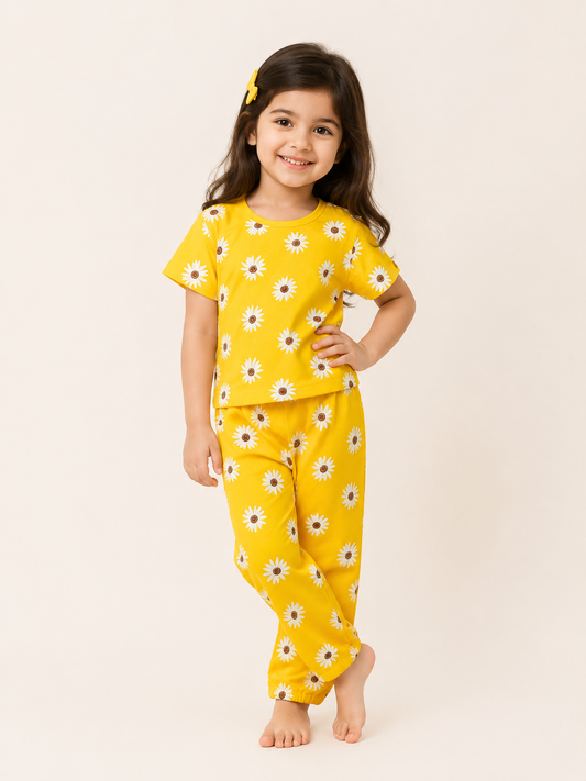 Sunflower Bloom Kids Night Suit